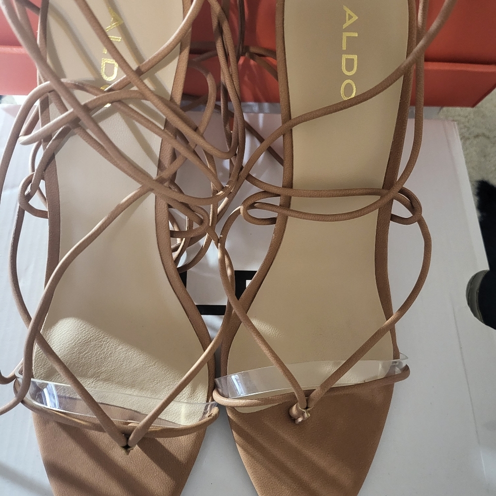 Aldo Glaosa Strappy Heel Sandals in Cognac Brown sz 9